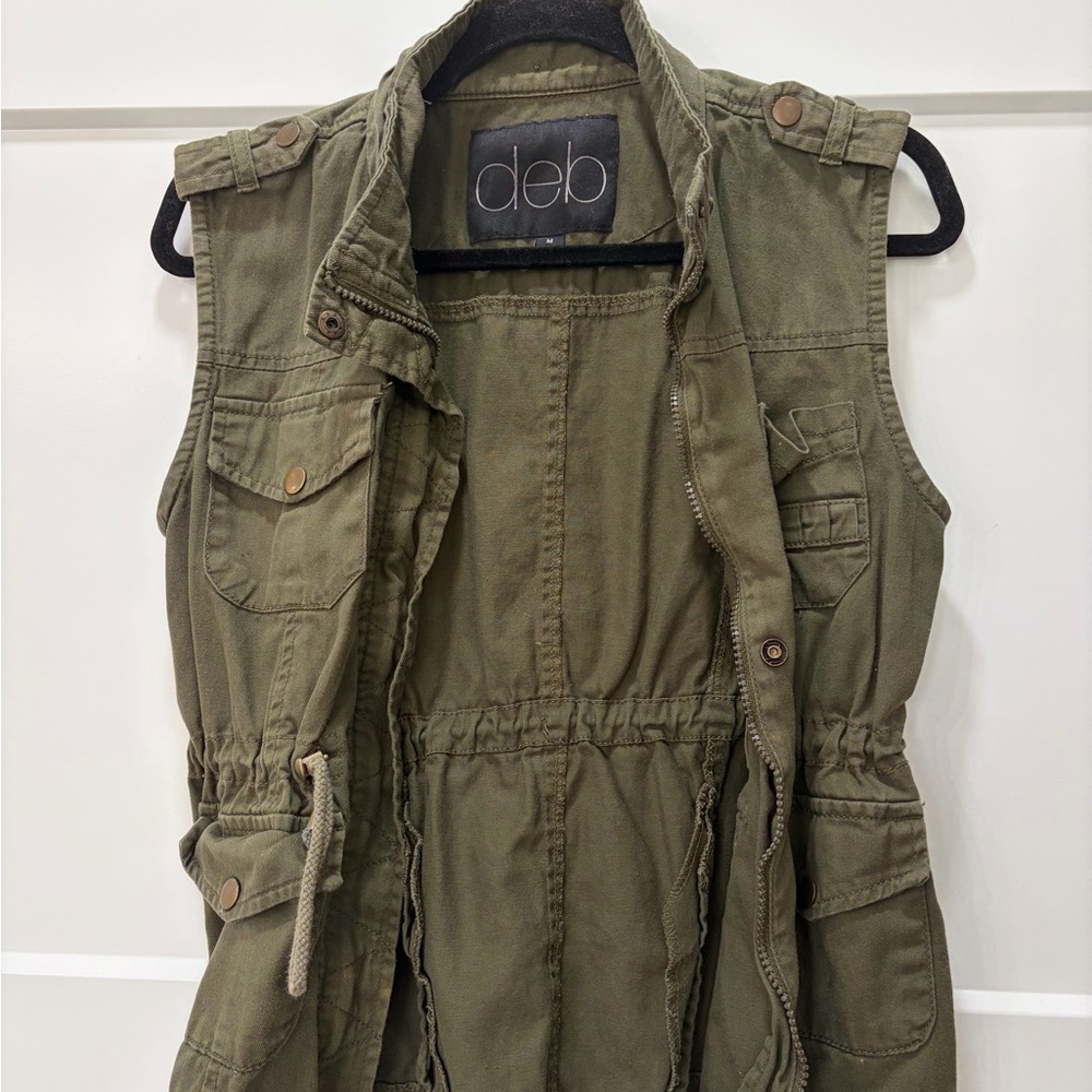 Deb Olive Green Utility Vest. Vintage Army Inspired Size Medium - Picture 2 of 3